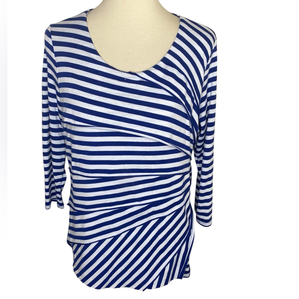 Chicos Ruffled Striped Top